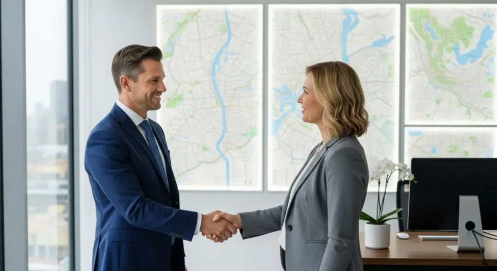 Real estate agent discussing property with client