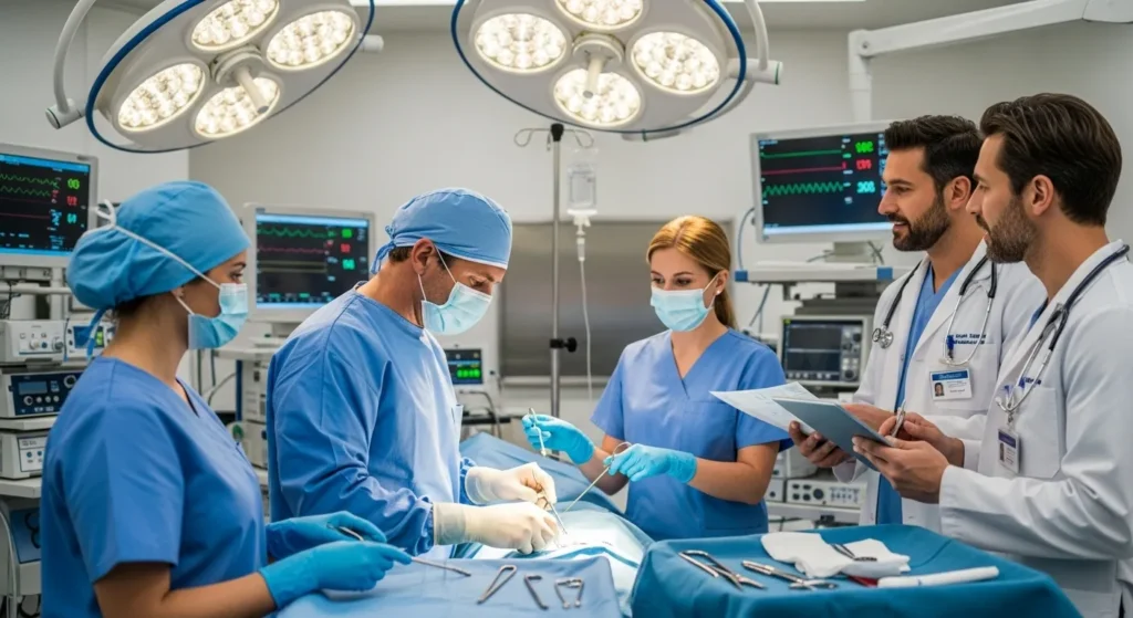 Group of medical professionals at work in a hospital