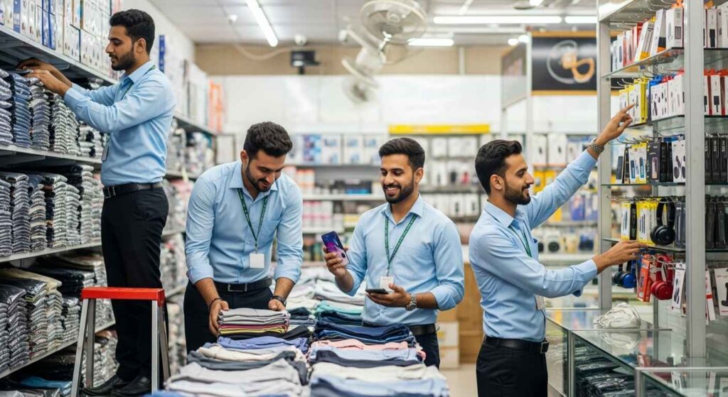 Sales team helping customers in Rawalpindi shop