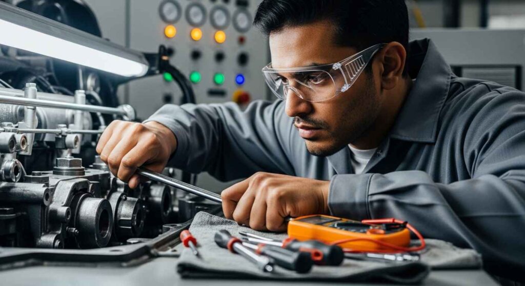 Technician working with tools in Saudi Arabia facility