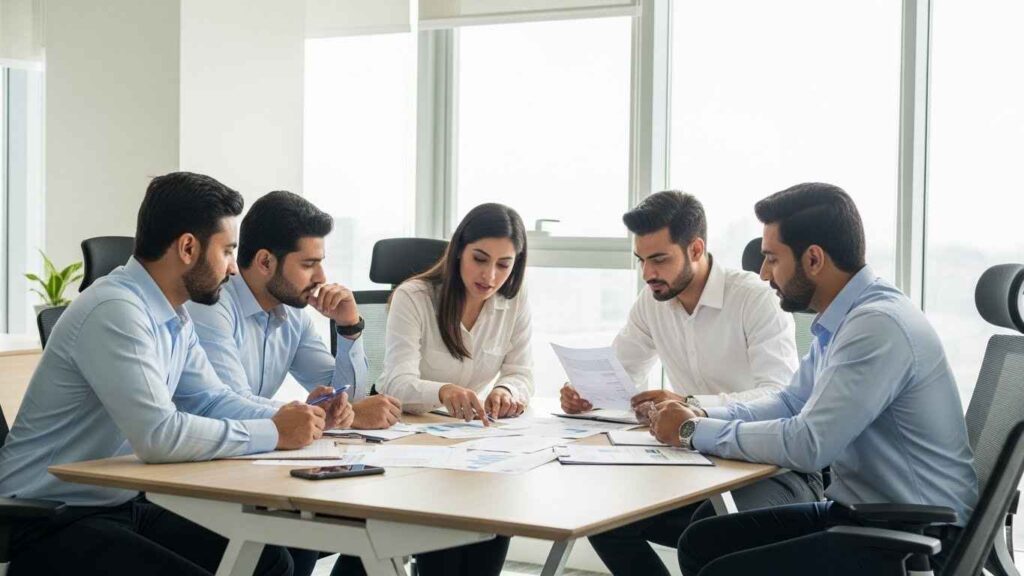Office team working together in Islamabad private company