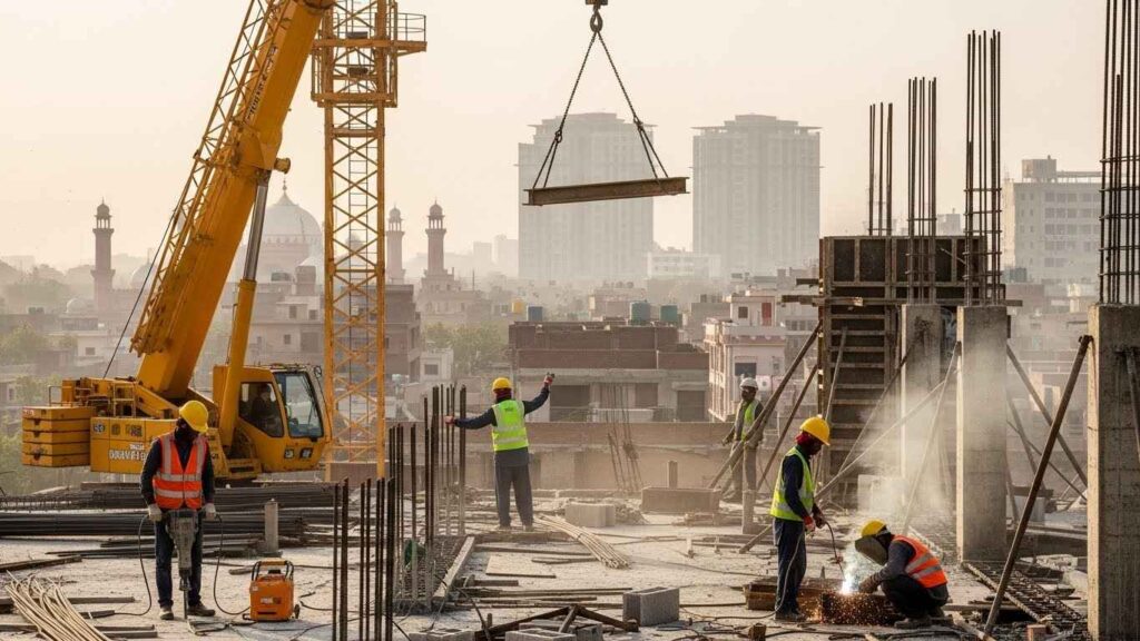 Construction work in Lahore