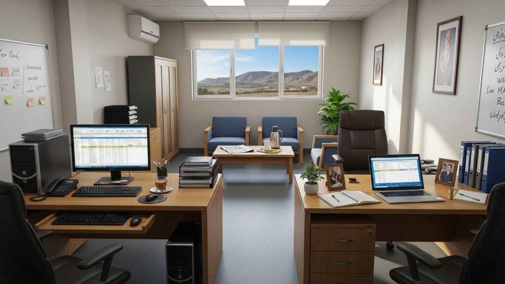 Modern office workspace in Quetta with staff working at desks