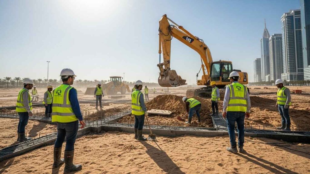 Workers at a construction site in Saudi Arabia