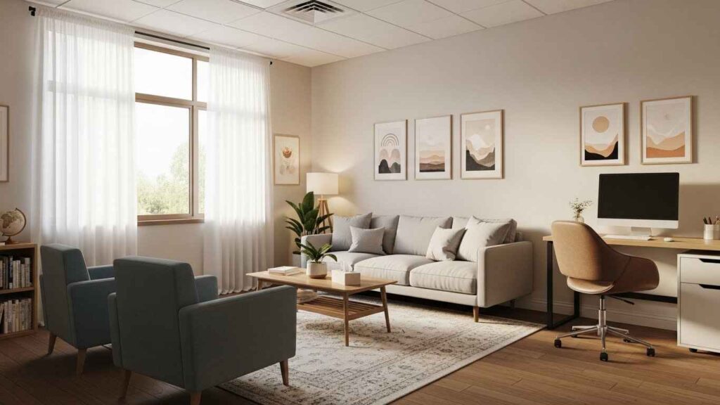 Calm counseling room for students at school