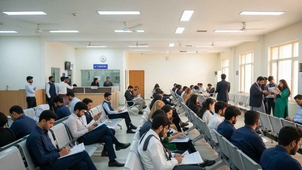 Candidates waiting for walk-in interview in Balochistan Education Department