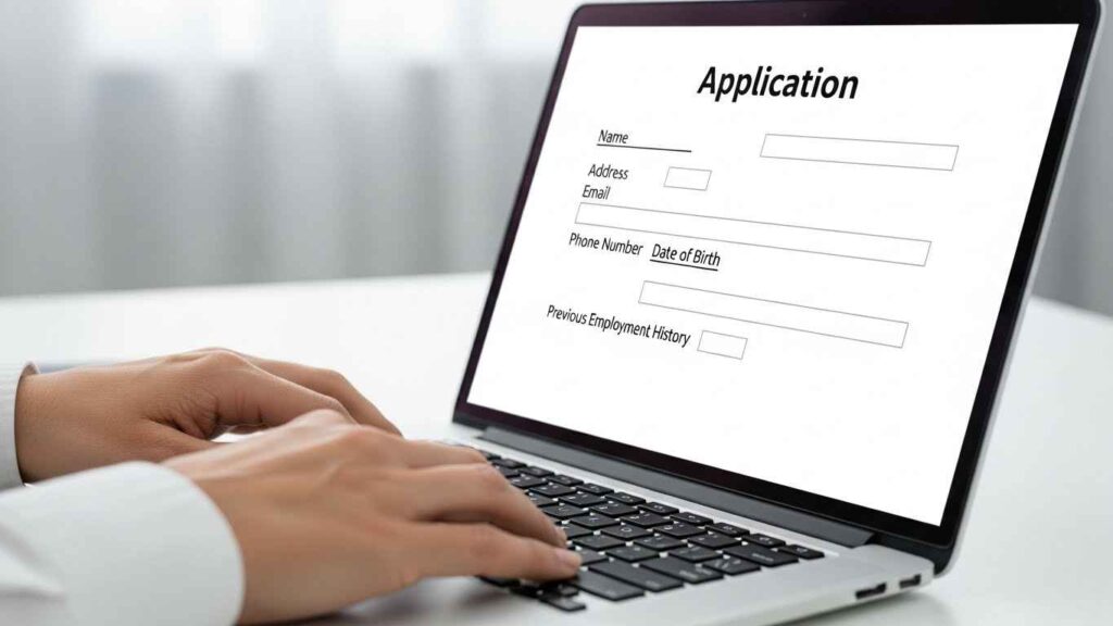 Individual applying for a job online