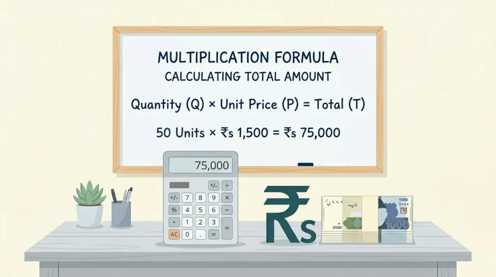 Gratuity calculation formula illustration showing basic salary multiplied by years of service in Pakistan