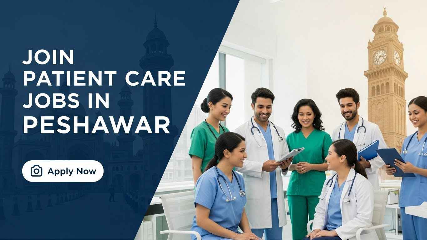 Smiling caregiver holding patient's hand - Peshawar job 2026