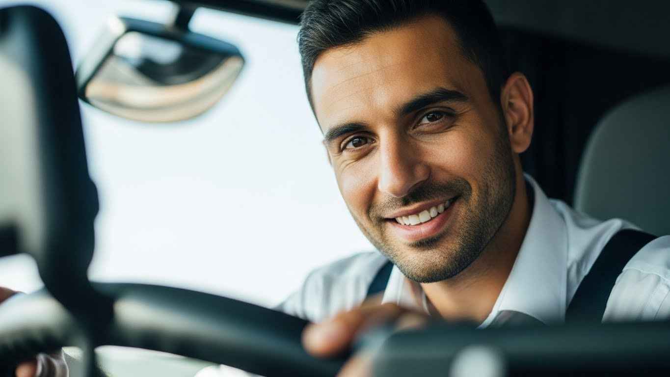 Smiling professional driver Karachi BNS Logistic job
