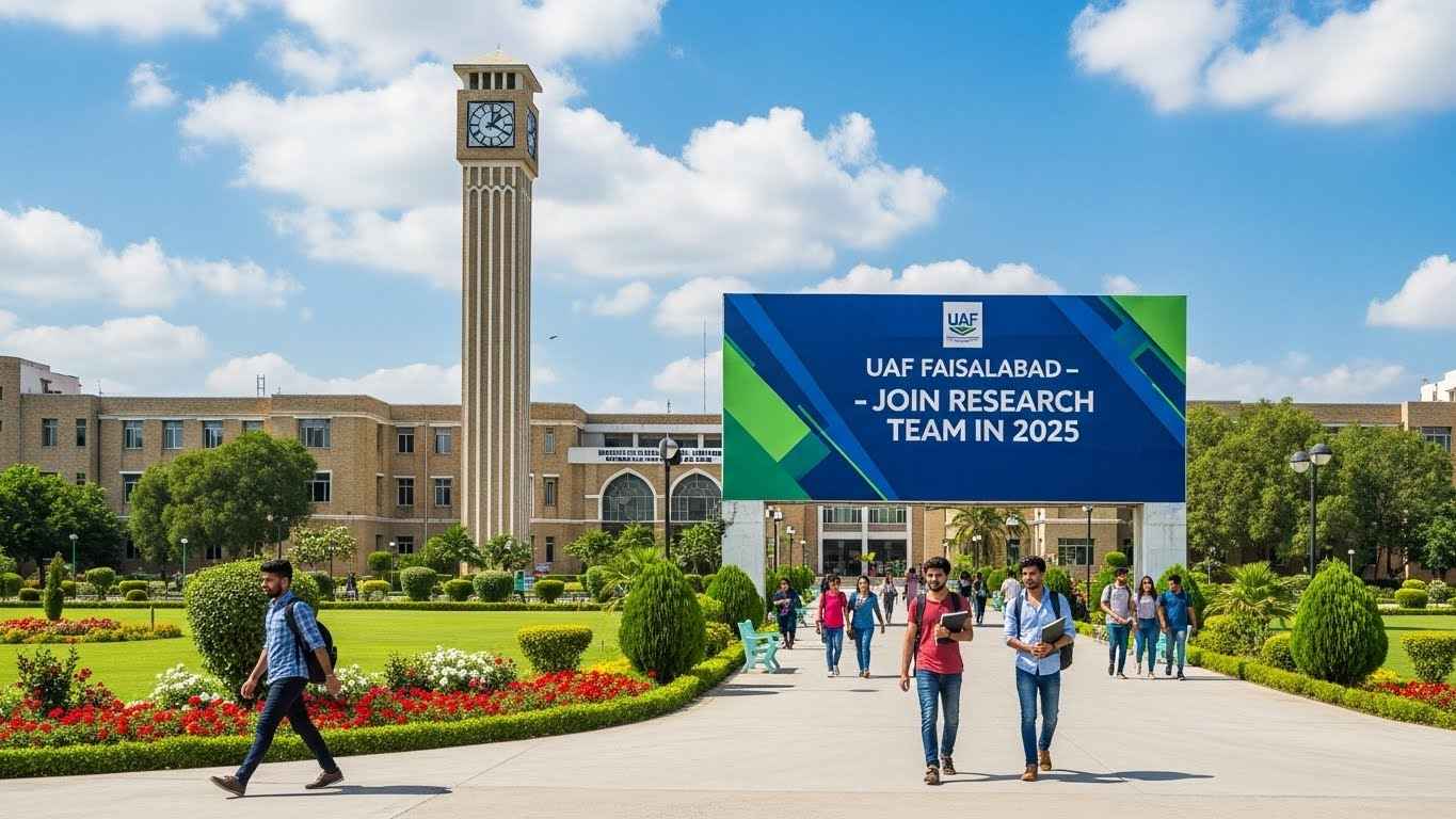 University of Agriculture Faisalabad main campus view for research jobs 2025