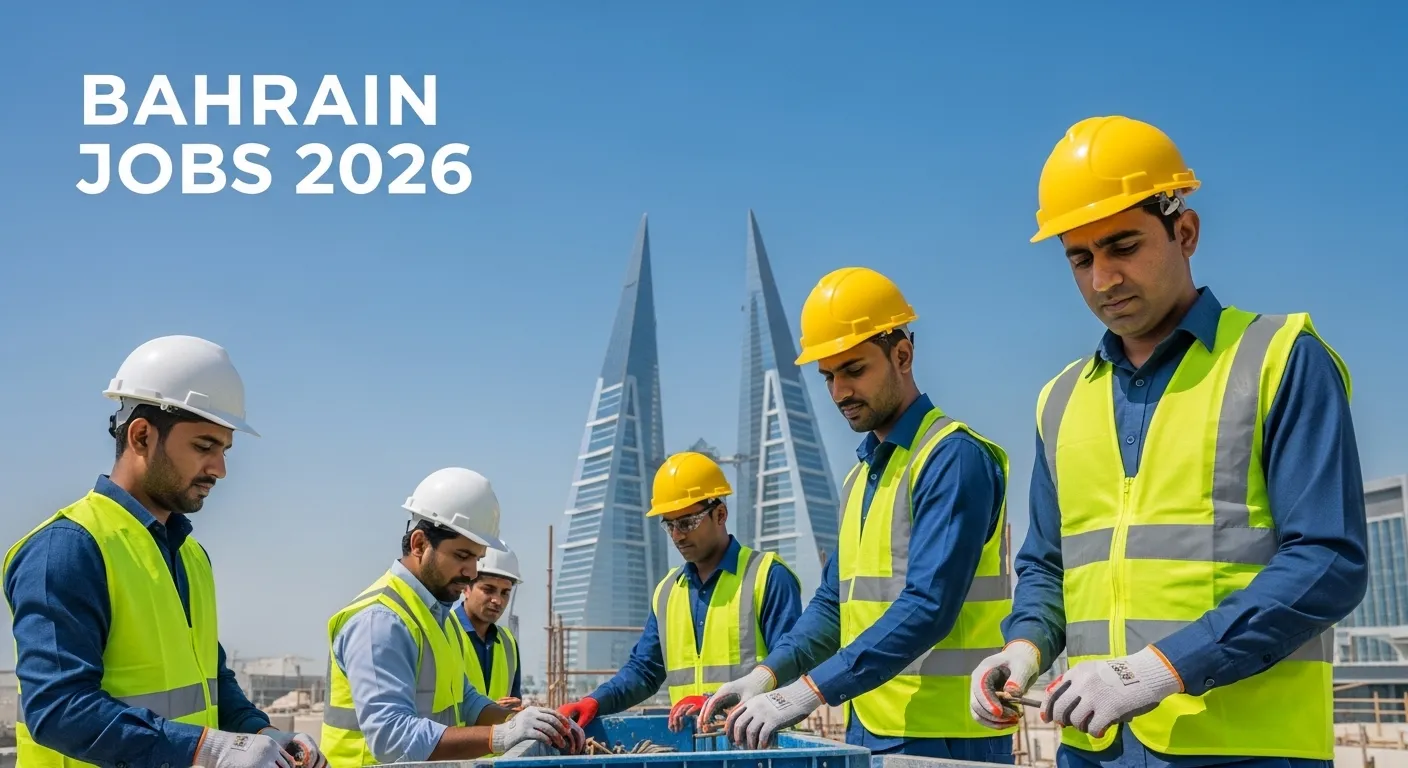 Construction workers on Bahrain site for 2026 job openings