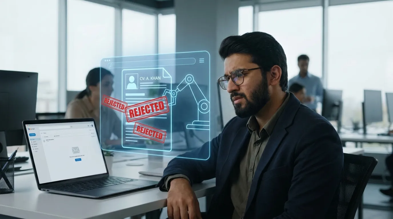 Pakistani job seeker frustrated by ATS CV rejection while applying online on Rozee or LinkedIn